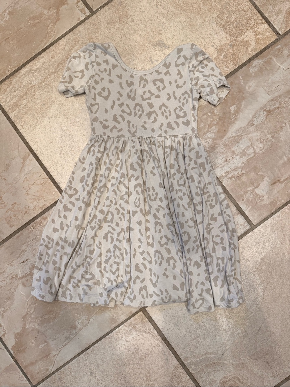 Kyte BABY Cream Dress with Light Brown Leopard Print